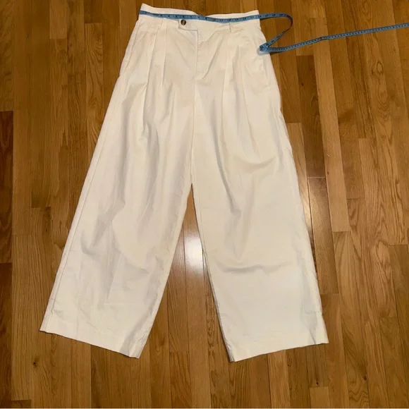 BANANA REPUBLIC LINEN-BLEND WIDE-LEG PANT NWOT. SIZE 8. CREAM/OFF-WHITE COLOR. - Picture 3 of 7